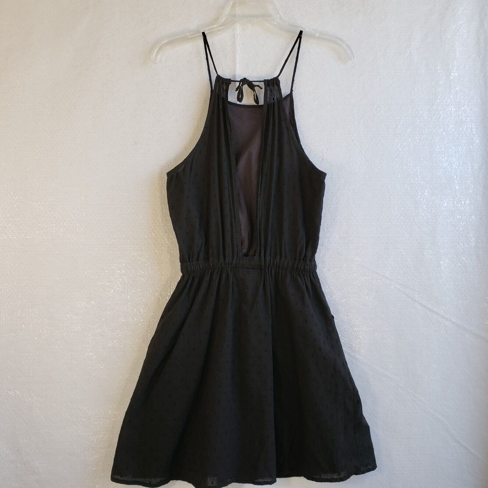Rhythm Dress Size Small Black Spaghetti Strap Open Back Elastic Waist Tie Lined - Picture 2 of 11